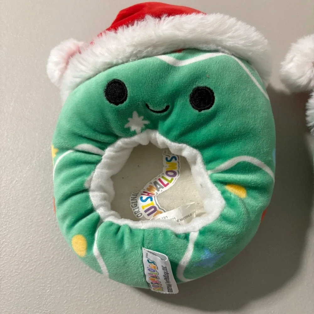 Squishmallows Carol the Christmas Tree Slippers Green Santa Hat Kids‎ Size 13/1
